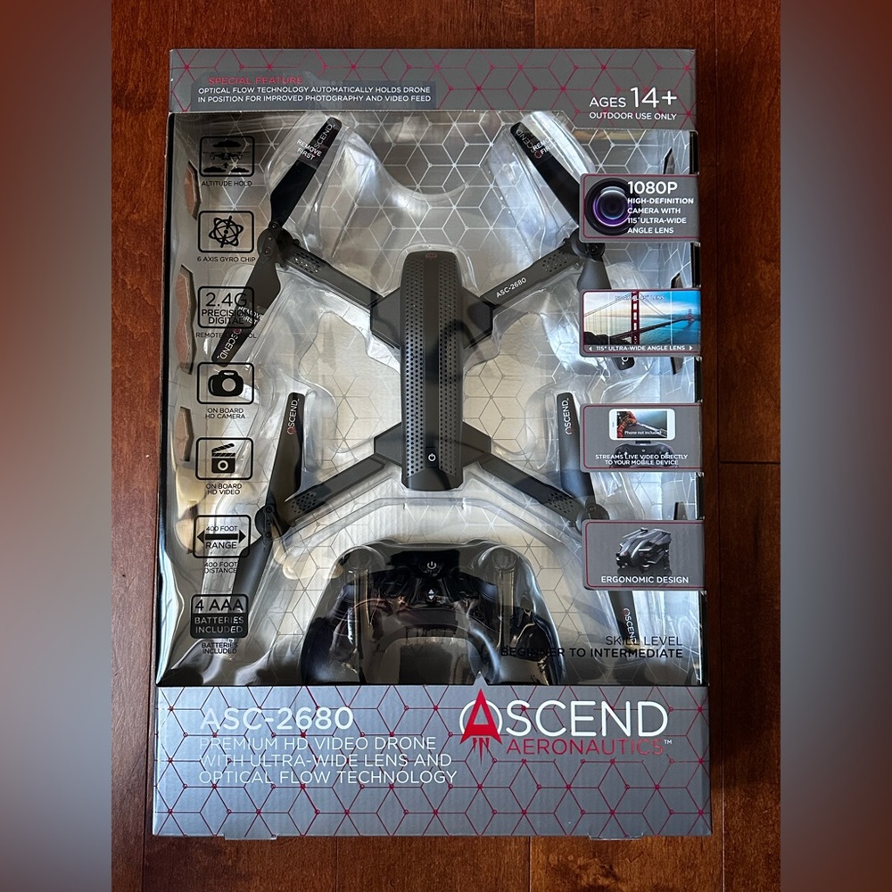 Ascend Aeronautics ASC-2680 1080P HD Video Drone - NIB